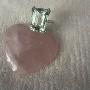 VJL .925 Sterling Prasiolite Statement Cocktail Genuine Gemstone Ring